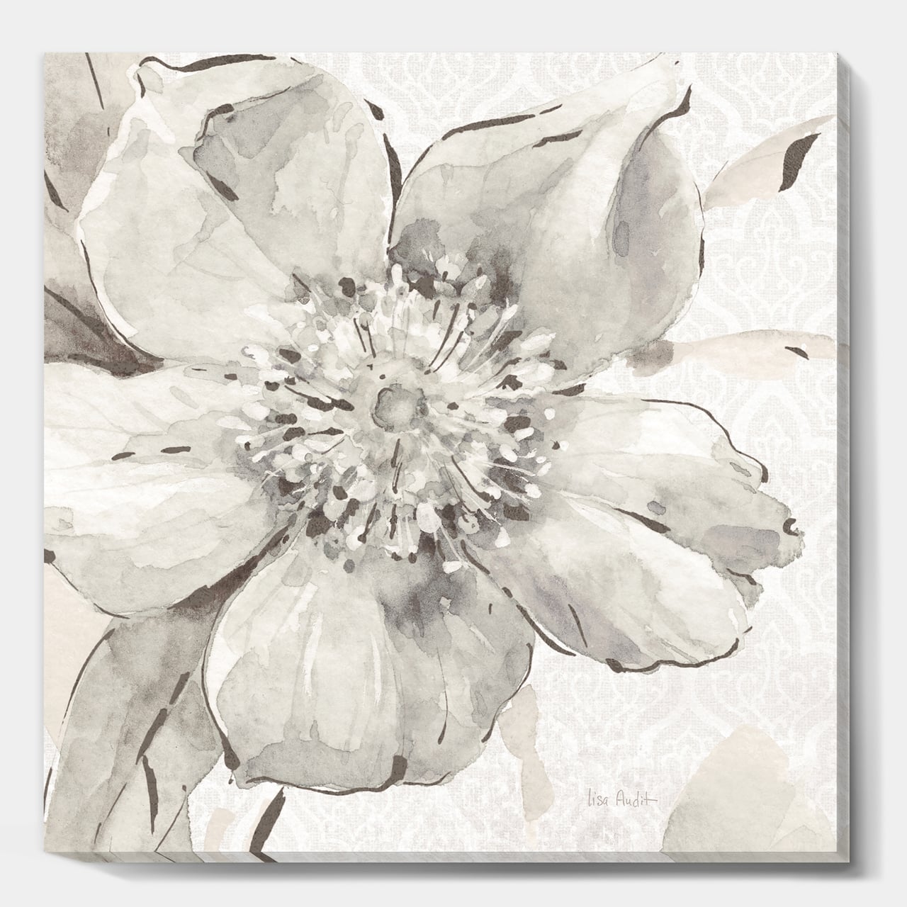 Designart - Indigold Grey Peonies III - Farmhouse Canvas Artwork